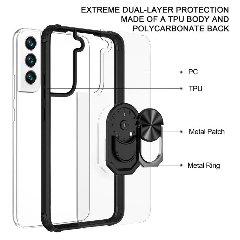 Skal För Samsung Galaxy S22 5G Transparent Med Ring-support