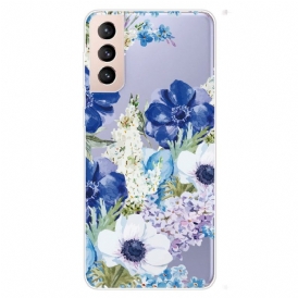 Skal För Samsung Galaxy S22 Plus 5G Akvarell Blå Blommor