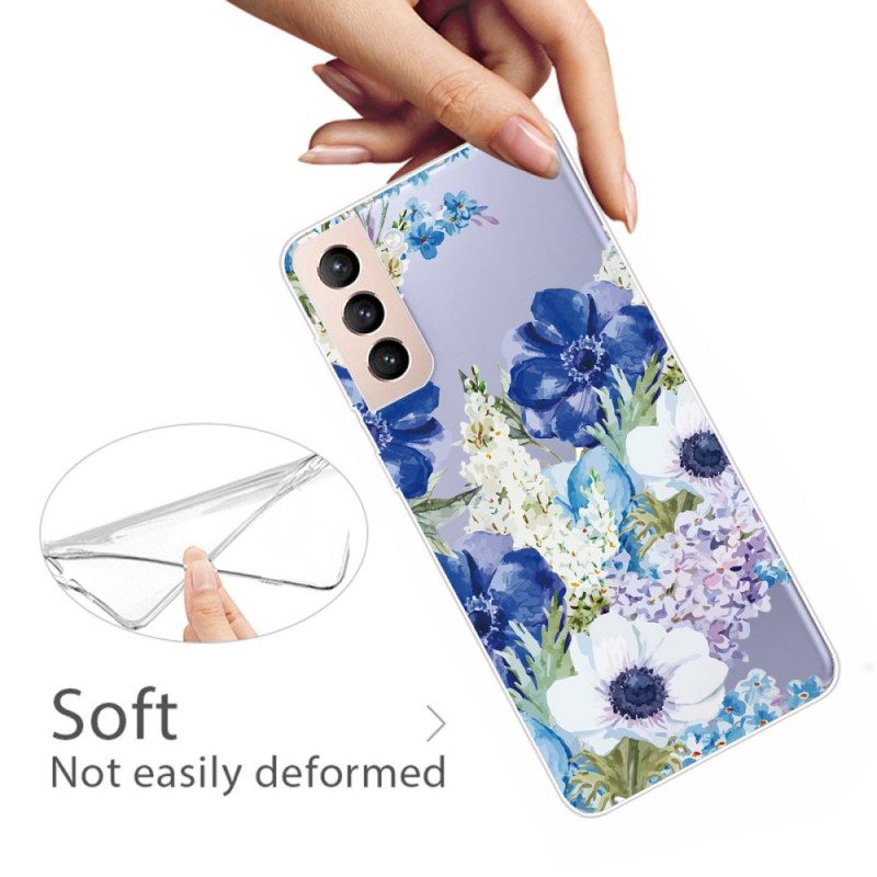 Skal För Samsung Galaxy S22 Plus 5G Akvarell Blå Blommor