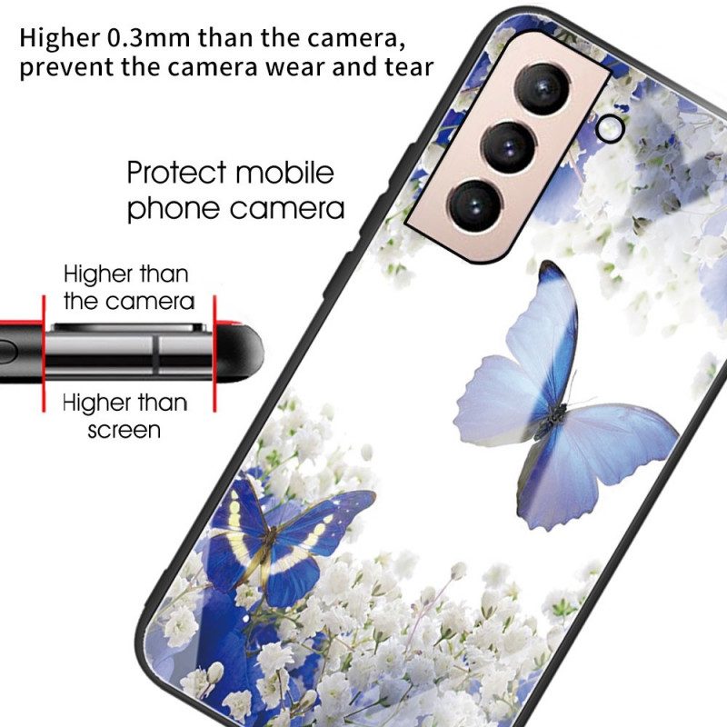 Skal För Samsung Galaxy S22 Plus 5G Fjärilar I Härdat Glas