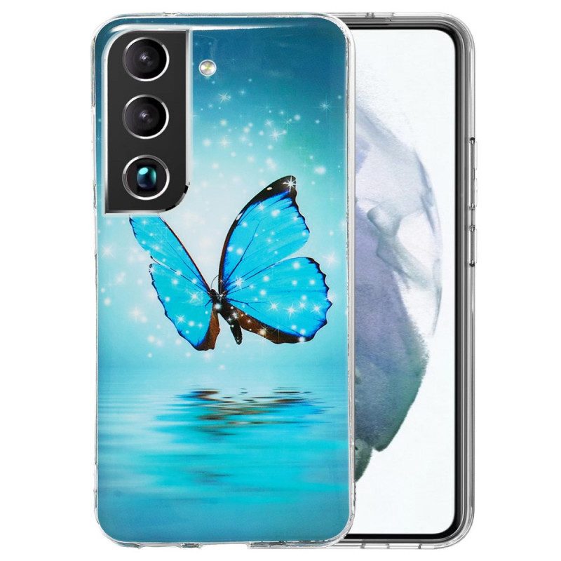 Skal För Samsung Galaxy S22 Plus 5G Fluorescerande Blå Fjärilar