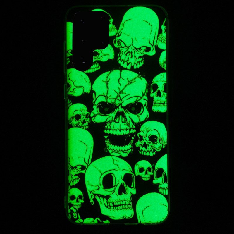 Skal För Samsung Galaxy S22 Ultra 5G Akta Dig Med Fluorescerande Skallar