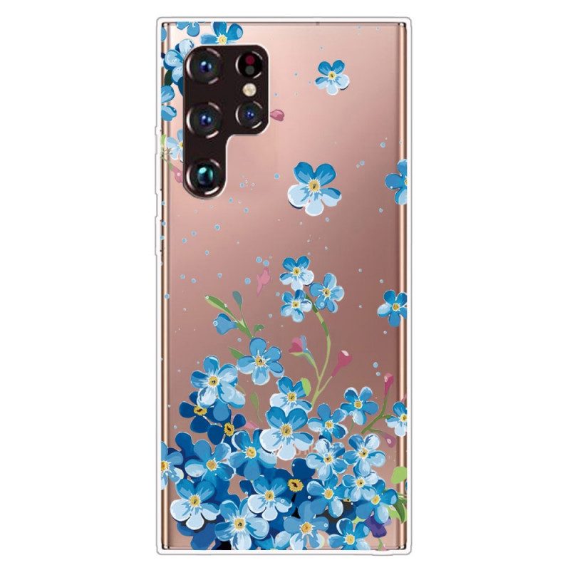 Skal För Samsung Galaxy S22 Ultra 5G Blå Blommor