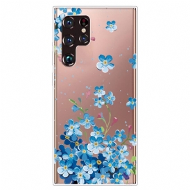 Skal För Samsung Galaxy S22 Ultra 5G Blå Blommor