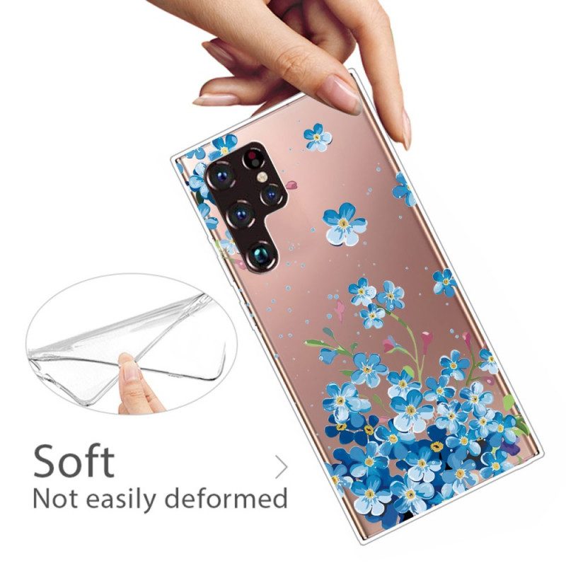 Skal För Samsung Galaxy S22 Ultra 5G Blå Blommor