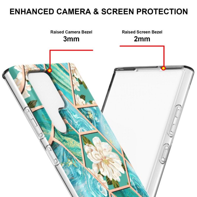 Skal För Samsung Galaxy S22 Ultra 5G Blommarmorerad
