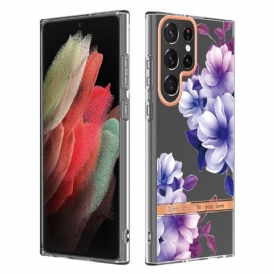 Skal För Samsung Galaxy S22 Ultra 5G Blommor Lev Det Liv Du Älskar