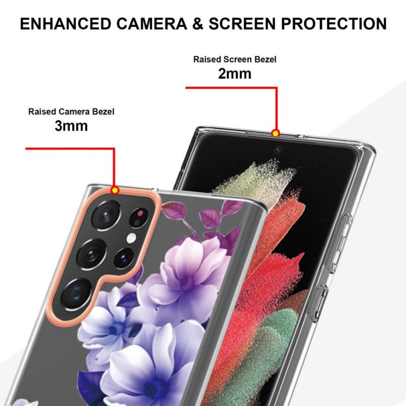 Skal För Samsung Galaxy S22 Ultra 5G Blommor Lev Det Liv Du Älskar