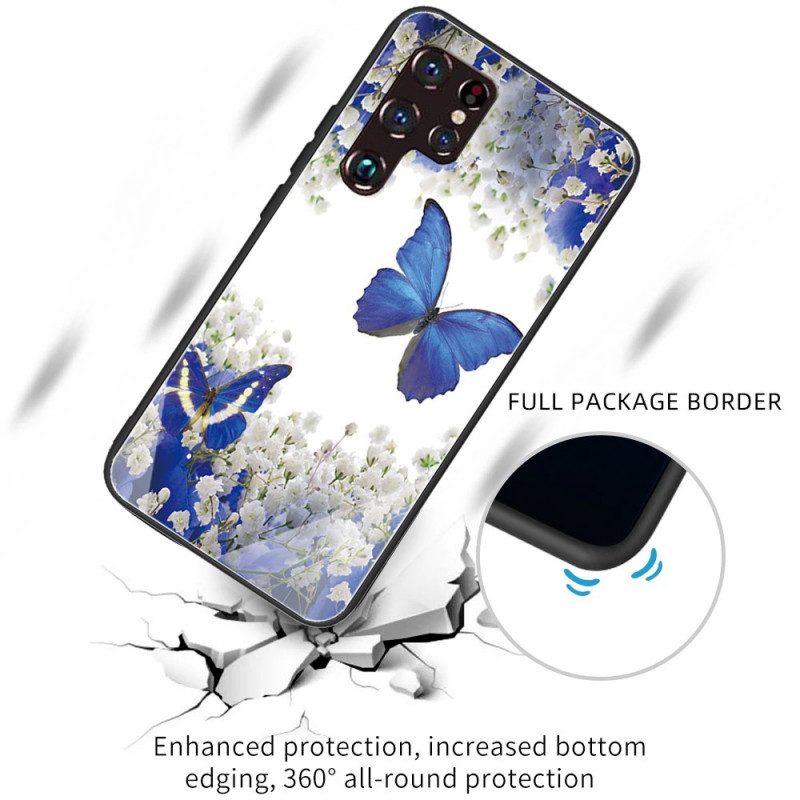 Skal För Samsung Galaxy S22 Ultra 5G Fjärilar I Härdat Glas
