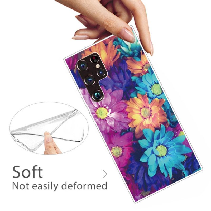 Skal För Samsung Galaxy S22 Ultra 5G Flexibla Blommor