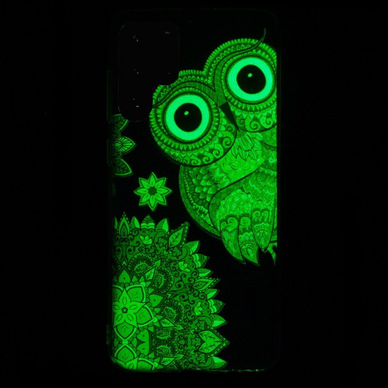 Skal För Samsung Galaxy S22 Ultra 5G Fluorescerande Uggla Mandala