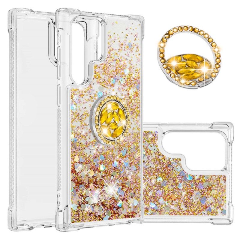 Skal För Samsung Galaxy S22 Ultra 5G Glitter Ring-stöd