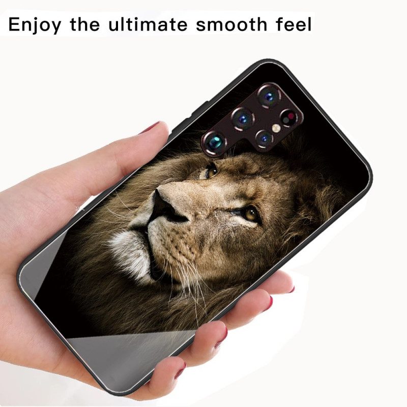 Skal För Samsung Galaxy S22 Ultra 5G Lejonhuvud Härdat Glas