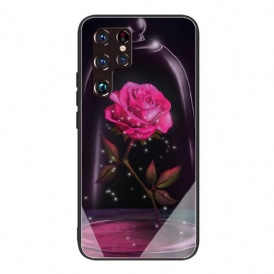 Skal För Samsung Galaxy S22 Ultra 5G Magiskt Rosa Härdat Glas