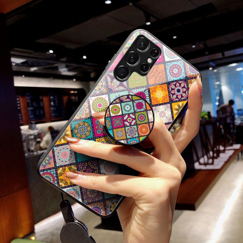Skal För Samsung Galaxy S22 Ultra 5G Magnetisk Patchworkhållare