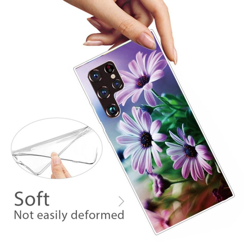 Skal För Samsung Galaxy S22 Ultra 5G Realistiska Blommor