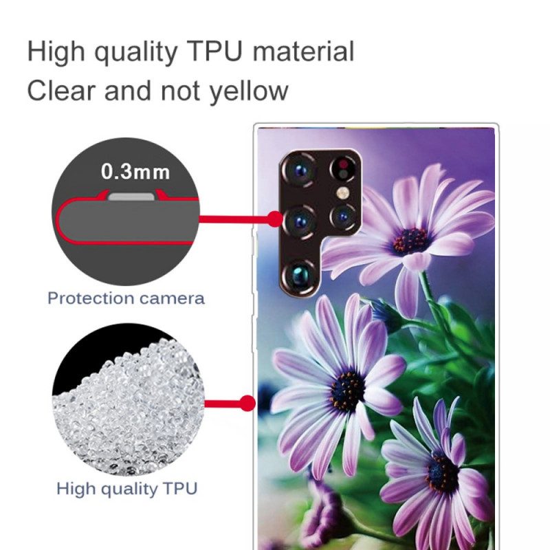 Skal För Samsung Galaxy S22 Ultra 5G Realistiska Blommor