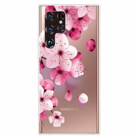 Skal För Samsung Galaxy S22 Ultra 5G Små Rosa Blommor