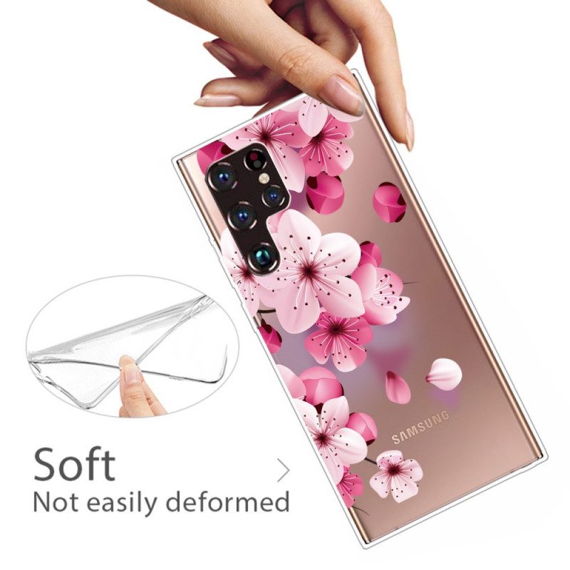 Skal För Samsung Galaxy S22 Ultra 5G Små Rosa Blommor