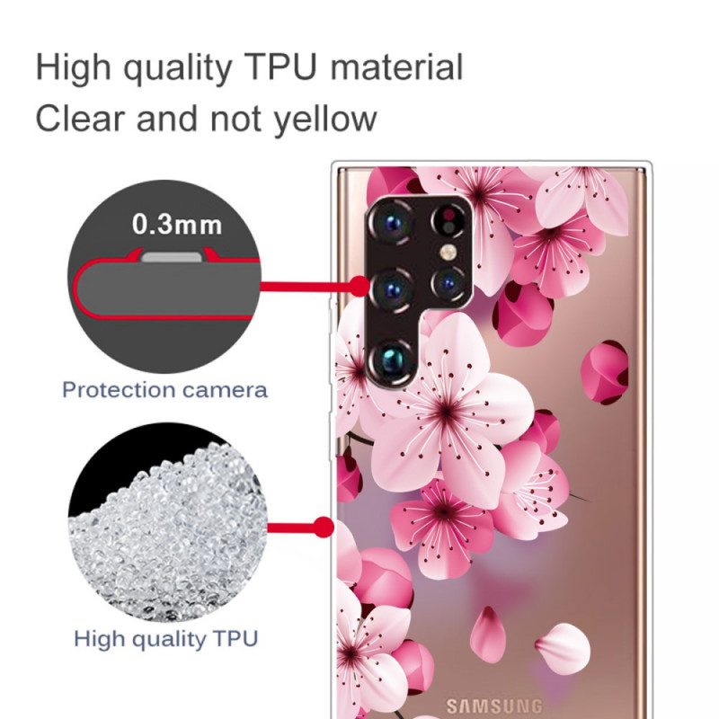 Skal För Samsung Galaxy S22 Ultra 5G Små Rosa Blommor