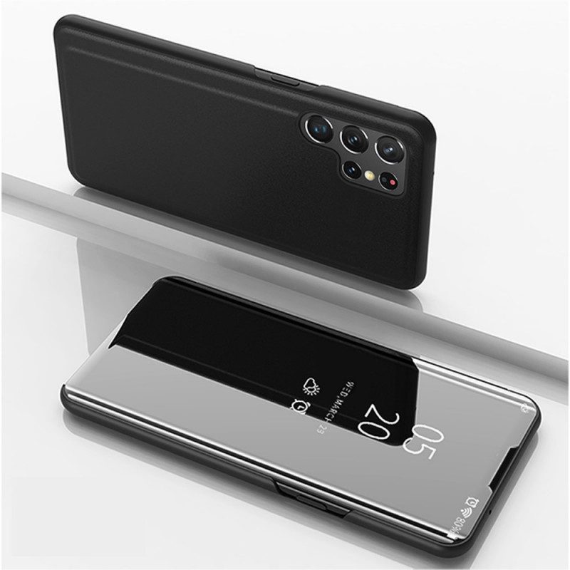 Skal För Samsung Galaxy S22 Ultra 5G Spegel Och Konstläder