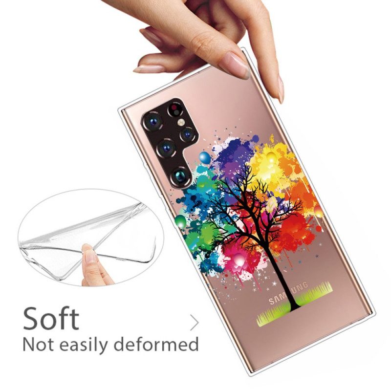 Skal För Samsung Galaxy S22 Ultra 5G Transparent Akvarellträd