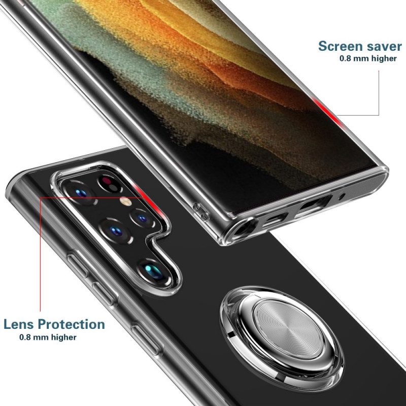Skal För Samsung Galaxy S22 Ultra 5G Transparent Med Ring-support