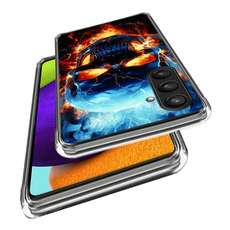 Skal För Samsung Galaxy S25 5g Flammande Dödskalle