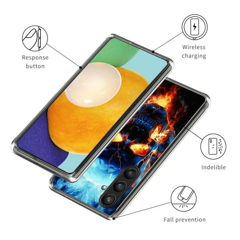 Skal För Samsung Galaxy S25 5g Flammande Dödskalle