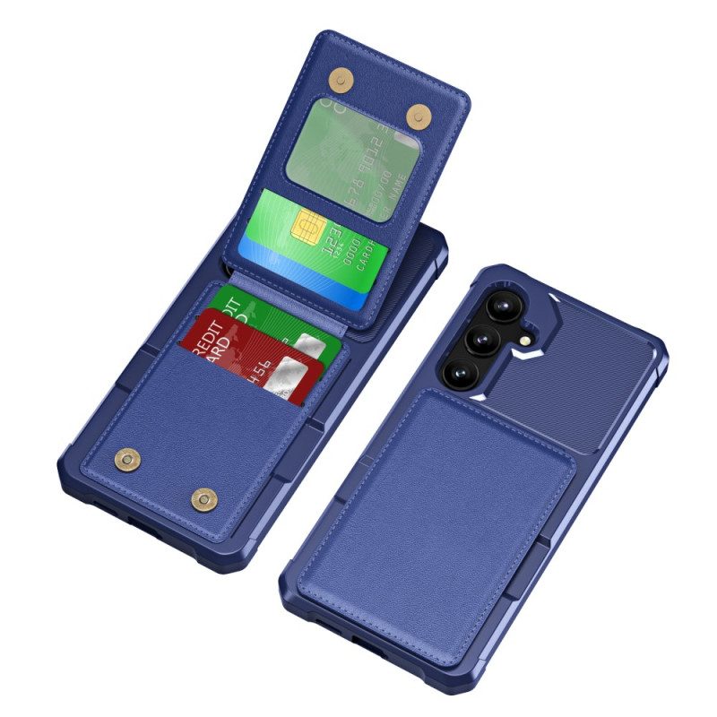 Skal För Samsung Galaxy S25 5g Korthållare Och Stativ Med Metalleffekt