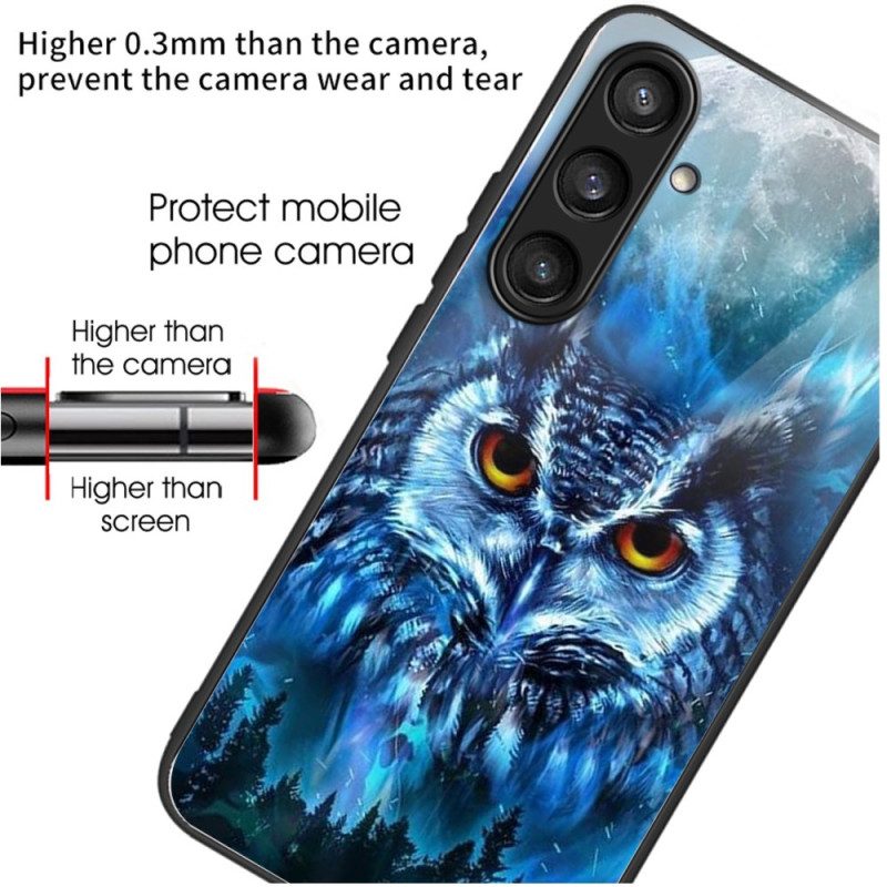 Skal För Samsung Galaxy S25 5g Uggla Med Måne I Härdat Glas
