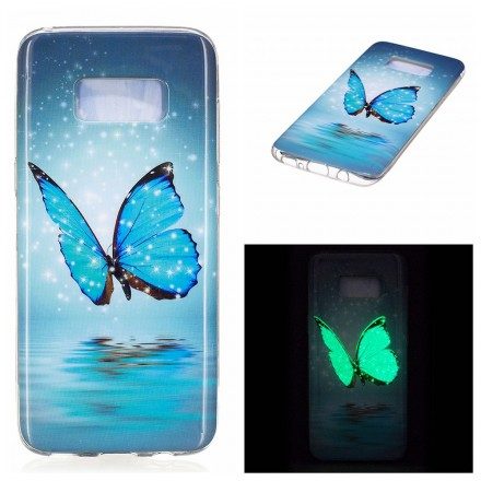 Skal För Samsung Galaxy S8 Fluorescerande Blå Fjäril