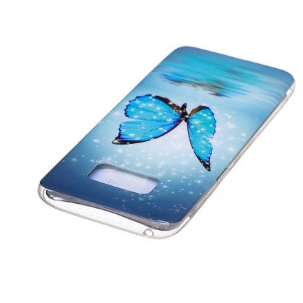 Skal För Samsung Galaxy S8 Fluorescerande Blå Fjäril