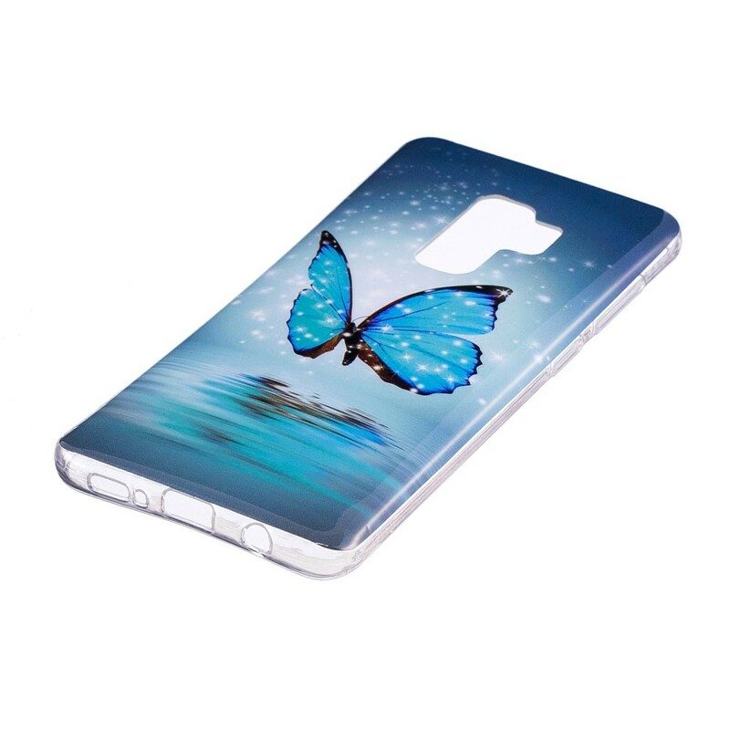 Skal För Samsung Galaxy S9 Fluorescerande Blå Fjäril