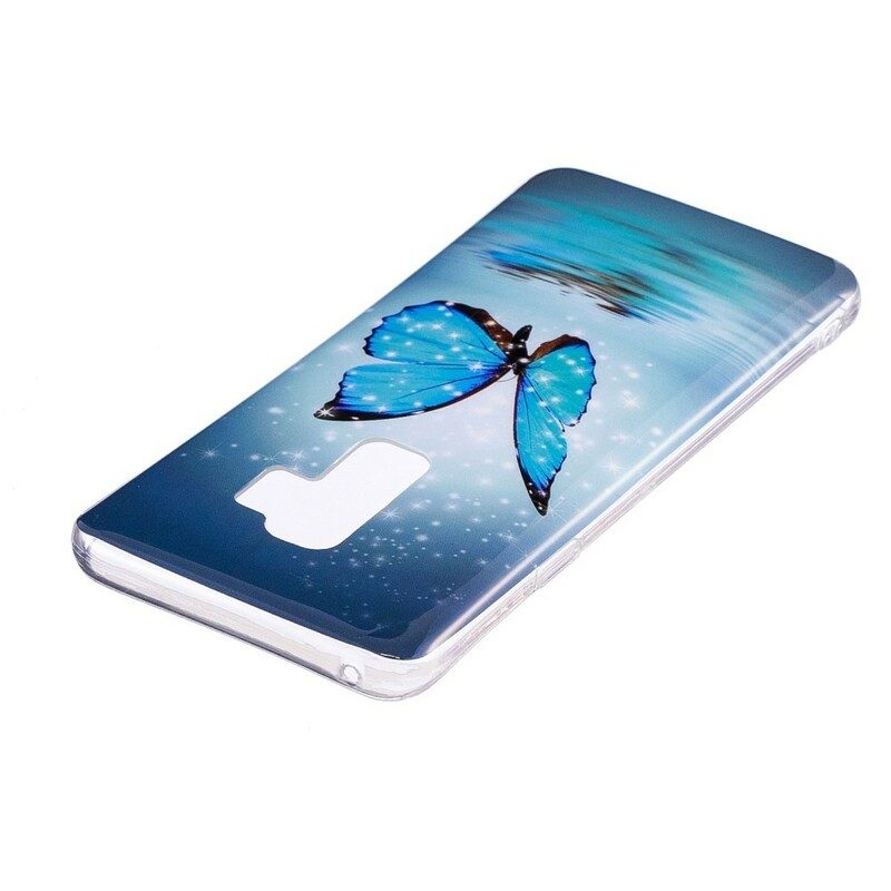Skal För Samsung Galaxy S9 Fluorescerande Blå Fjäril