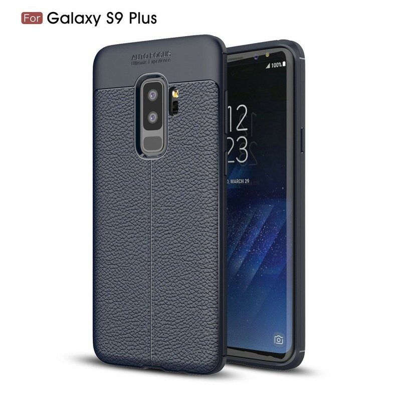 Skal För Samsung Galaxy S9 Plus Double Line Litchi Lädereffekt