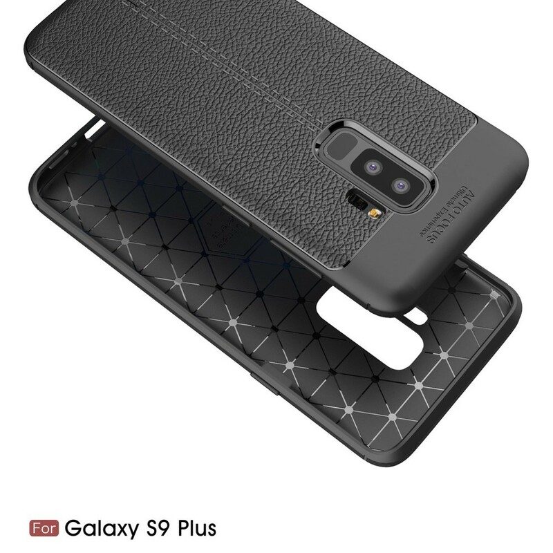 Skal För Samsung Galaxy S9 Plus Double Line Litchi Lädereffekt