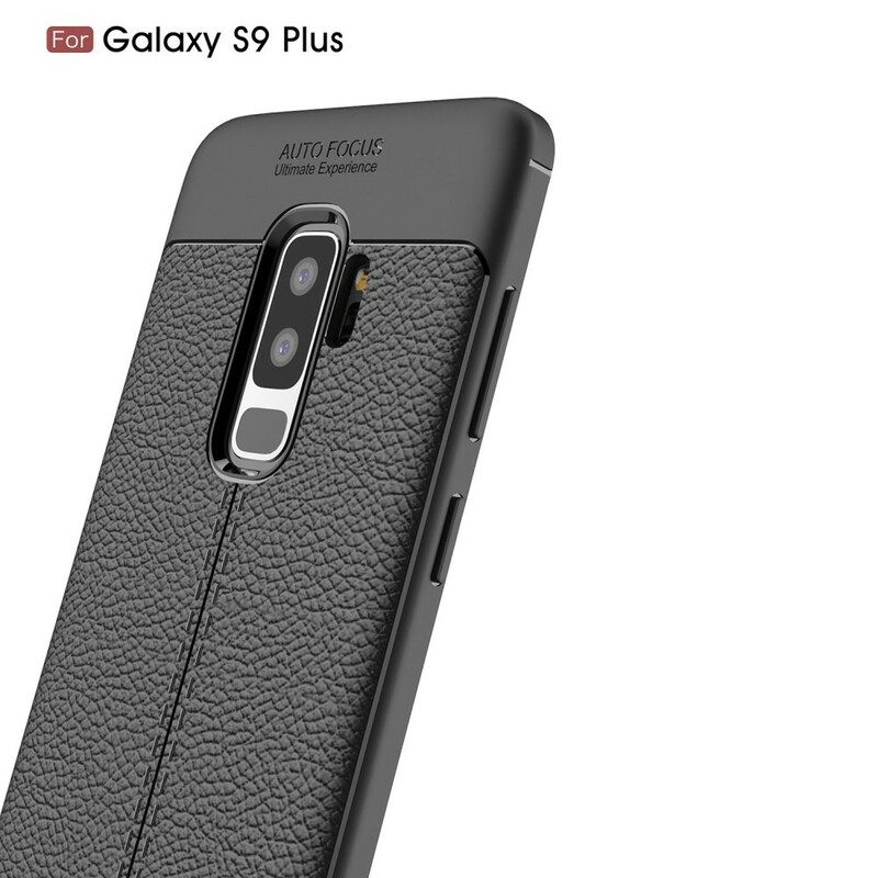 Skal För Samsung Galaxy S9 Plus Double Line Litchi Lädereffekt