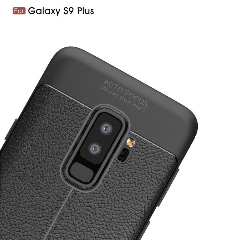 Skal För Samsung Galaxy S9 Plus Double Line Litchi Lädereffekt