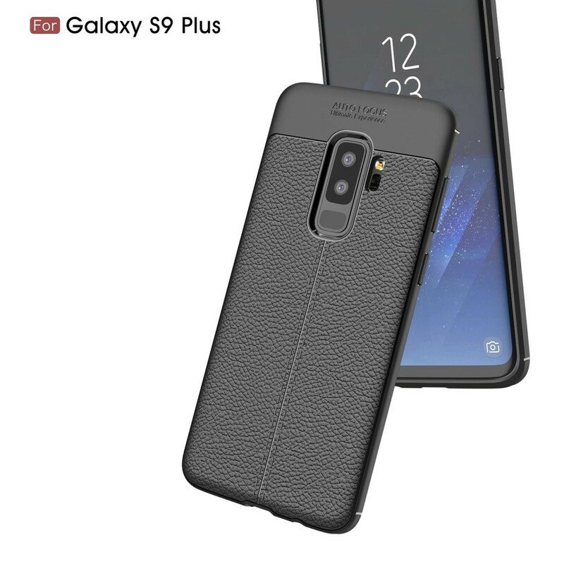 Skal För Samsung Galaxy S9 Plus Double Line Litchi Lädereffekt