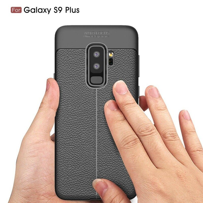 Skal För Samsung Galaxy S9 Plus Double Line Litchi Lädereffekt