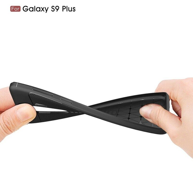 Skal För Samsung Galaxy S9 Plus Double Line Litchi Lädereffekt