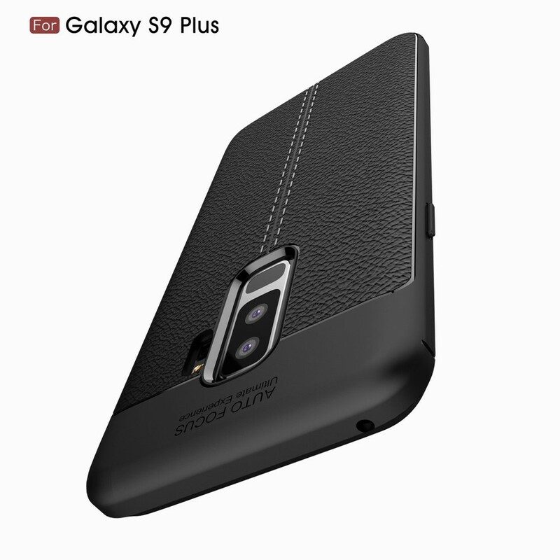 Skal För Samsung Galaxy S9 Plus Double Line Litchi Lädereffekt