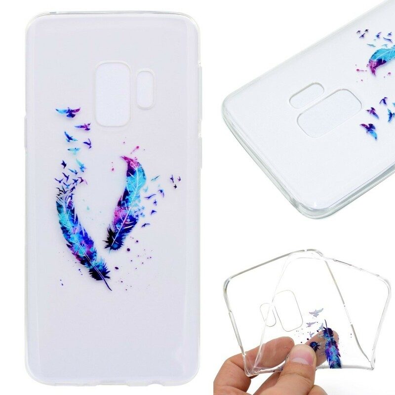 Skal För Samsung Galaxy S9 Transparenta Fjädrar