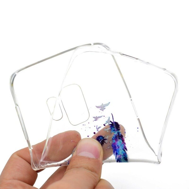 Skal För Samsung Galaxy S9 Transparenta Fjädrar