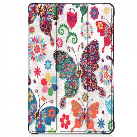 Skal För Samsung Galaxy Tab A7 Förstärkta Fjärilar Och Blommor