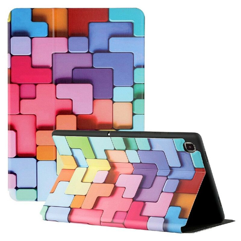 Skal För Samsung Galaxy Tab A7 Lite Två Ruta Färgad Geometri
