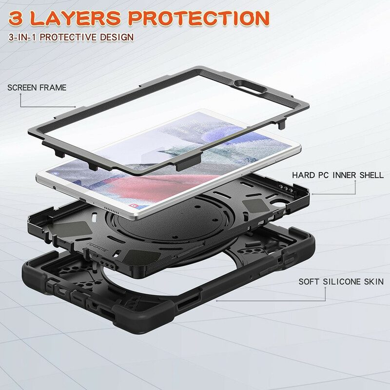 Skal För Samsung Galaxy Tab A7 Lite Ultraresistent Roterande Ringstöd