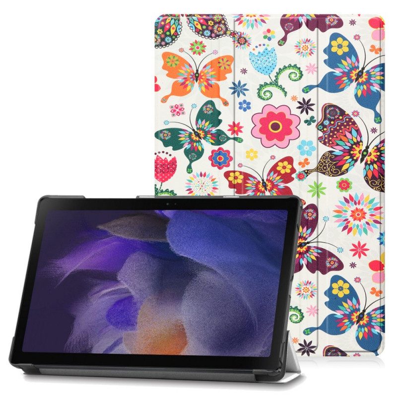 Skal För Samsung Galaxy Tab A8 Förbättrade Fjärilar Och Blommor