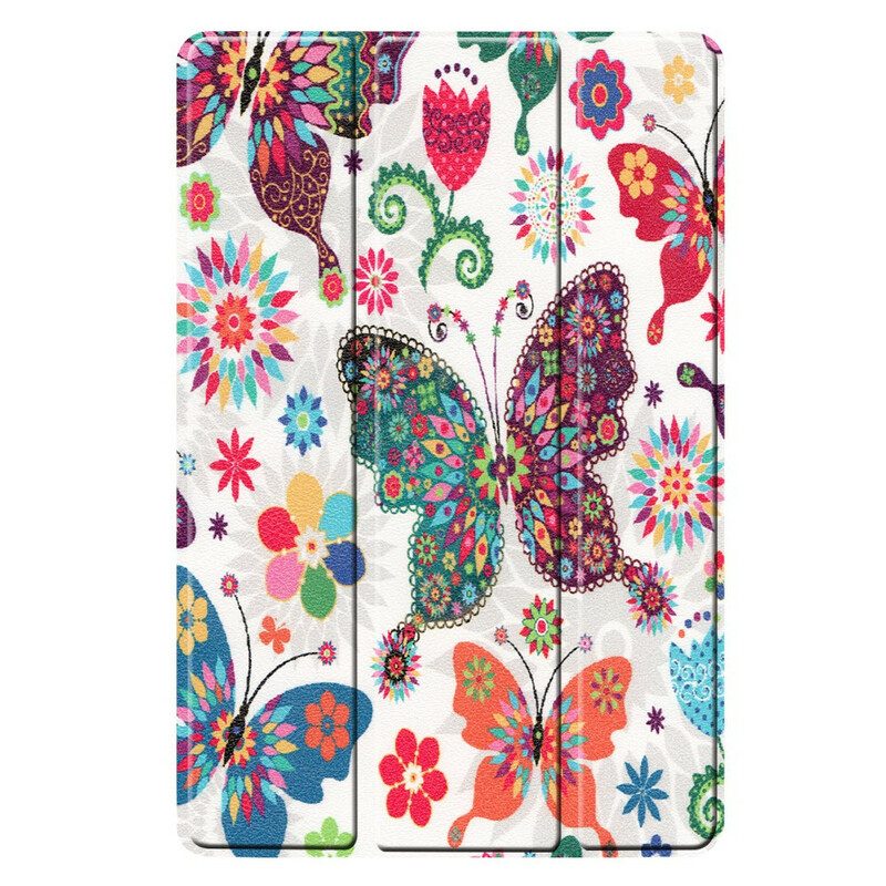 Skal För Samsung Galaxy Tab S5e Retro Fjärilar Och Blommor